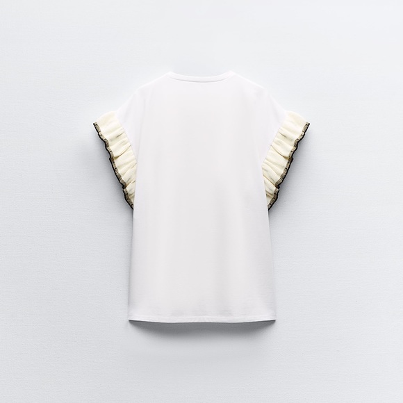 ZARA RUFFLED TRICOT TOP - Picture 6 of 8